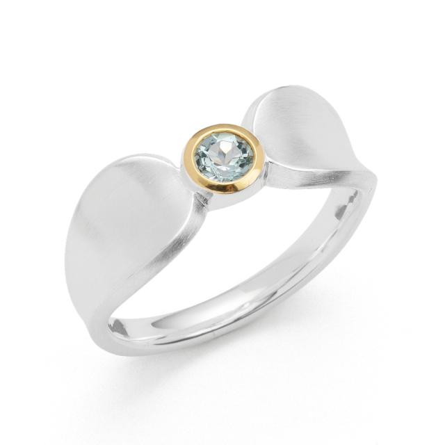 925/- ring, partly gp satin/pol., blue topaz 0,30ct