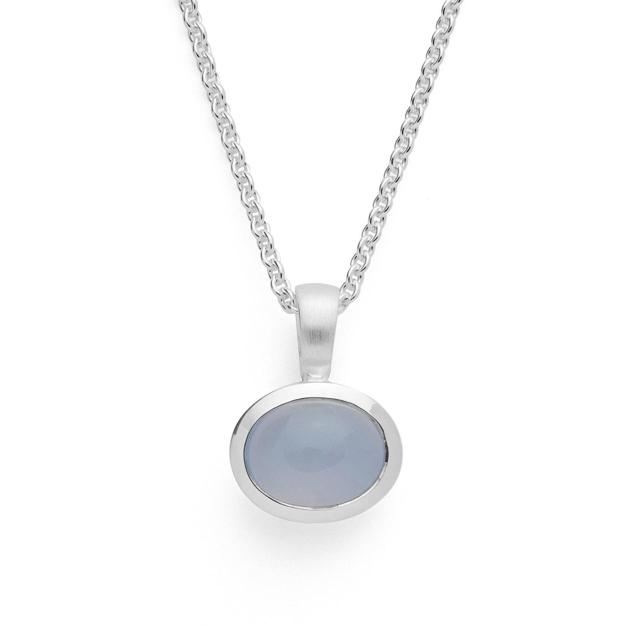 925/- pendant, rho. satin/pol., chalcedony 1,72ct