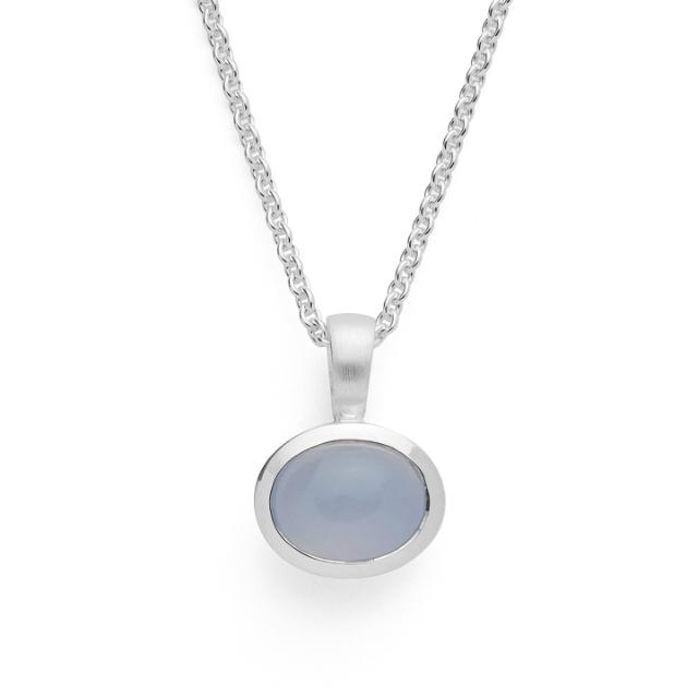 925/- pendant, rho. satin/pol., chalcedony 1,72ct