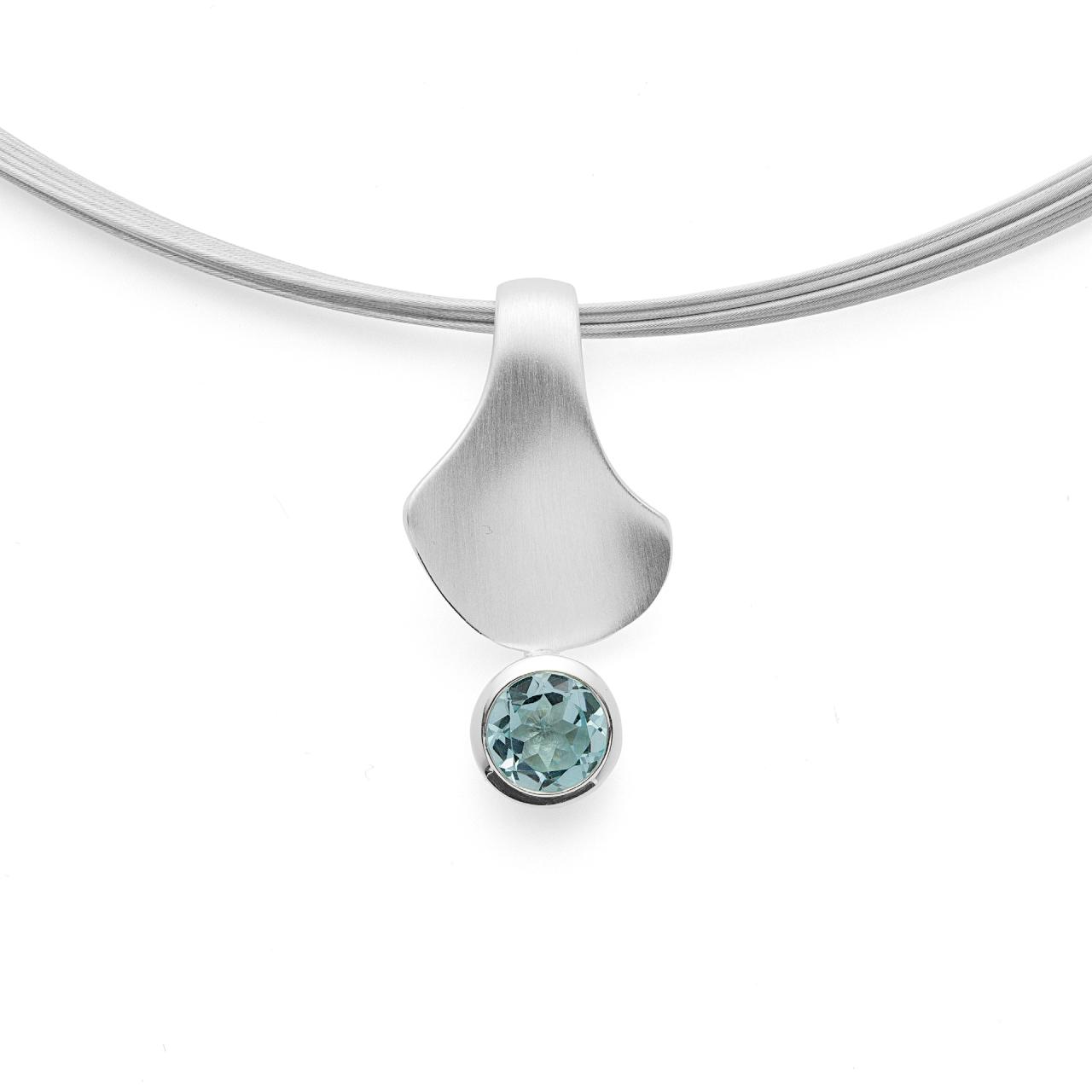 925/- pendant satin/pol., blue topaz 1,08ct