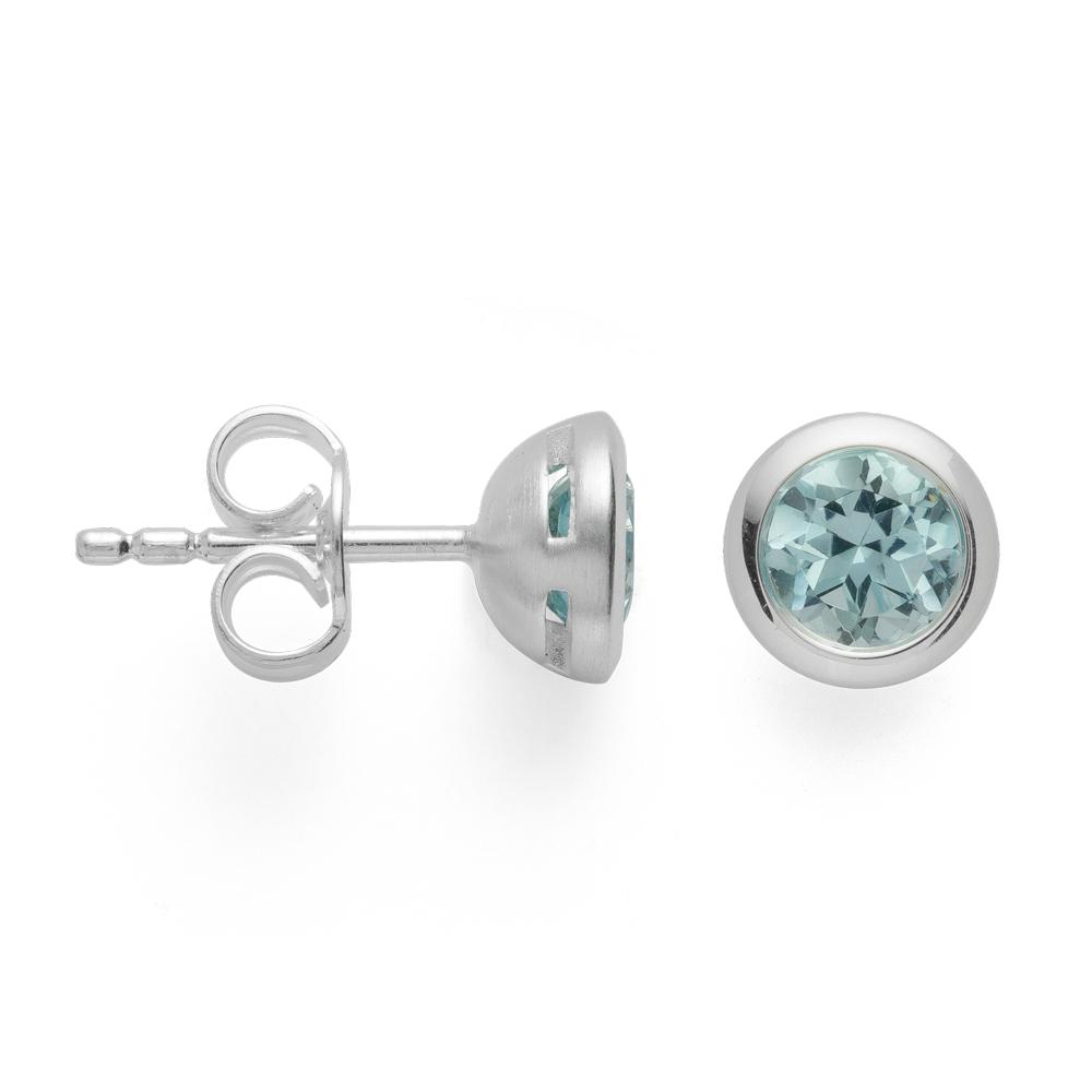 925/- earstud satin/pol., blue topaz 1,02ct