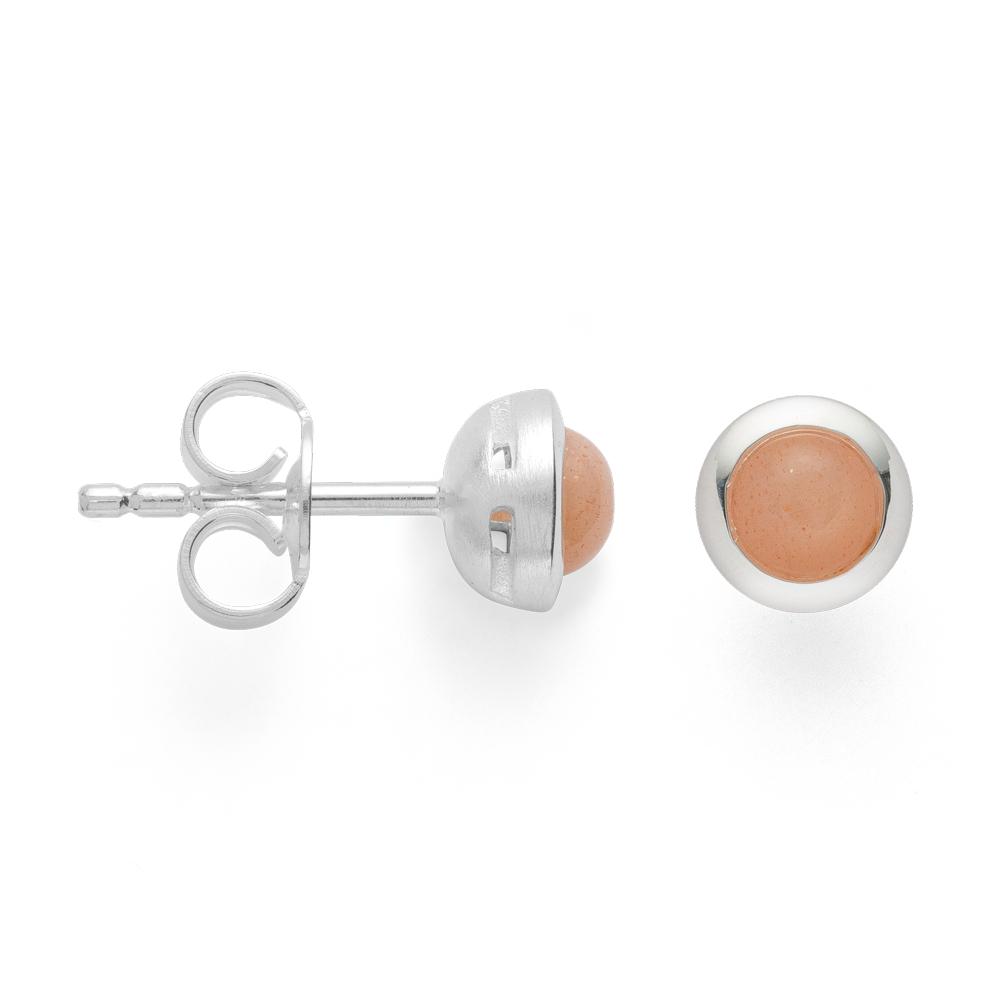 925/- earstud, rho. satin/pol., moonstone 1,19ct