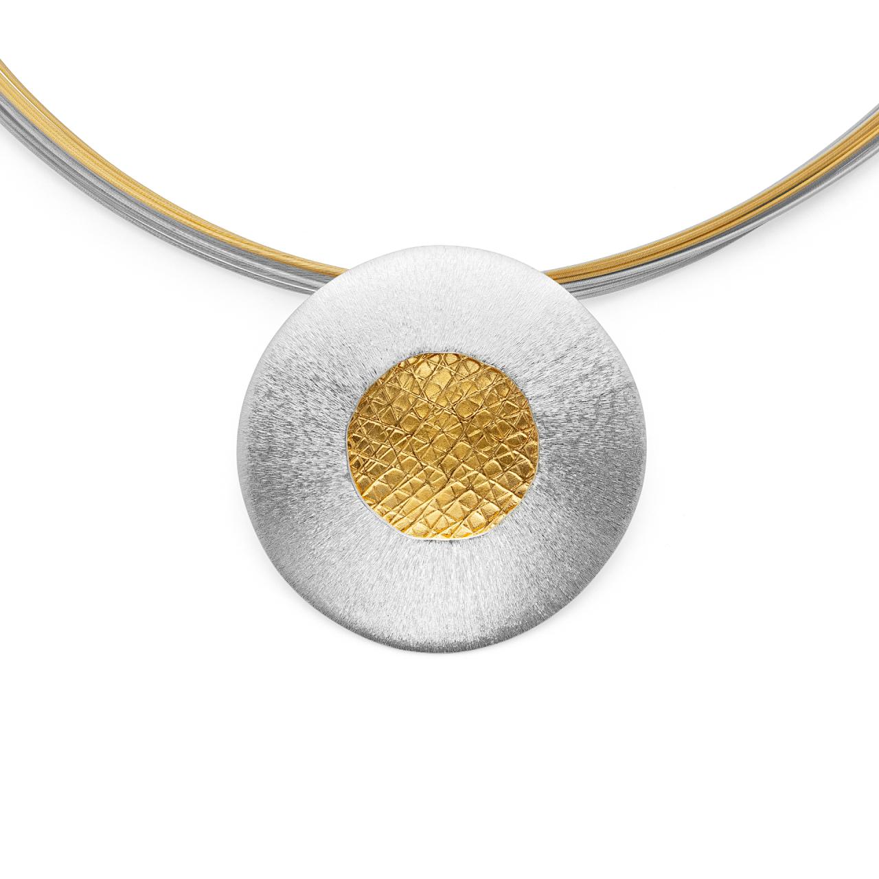 925/- pendant, partly gp brushed/spe.text.