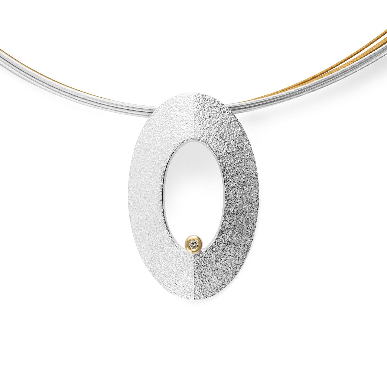 925/- pendant, soldered 18K, rho. spe.text./pol. 0,02ct