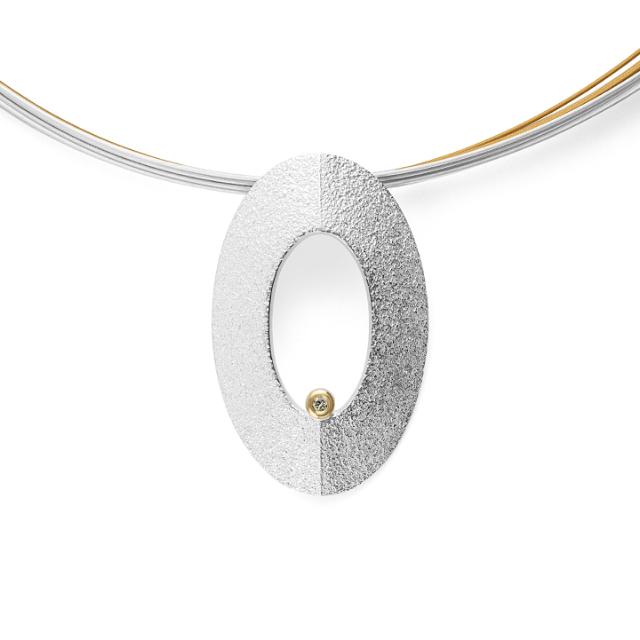 925/- pendant, soldered 18K, rho. spe.text./pol. 0,02ct