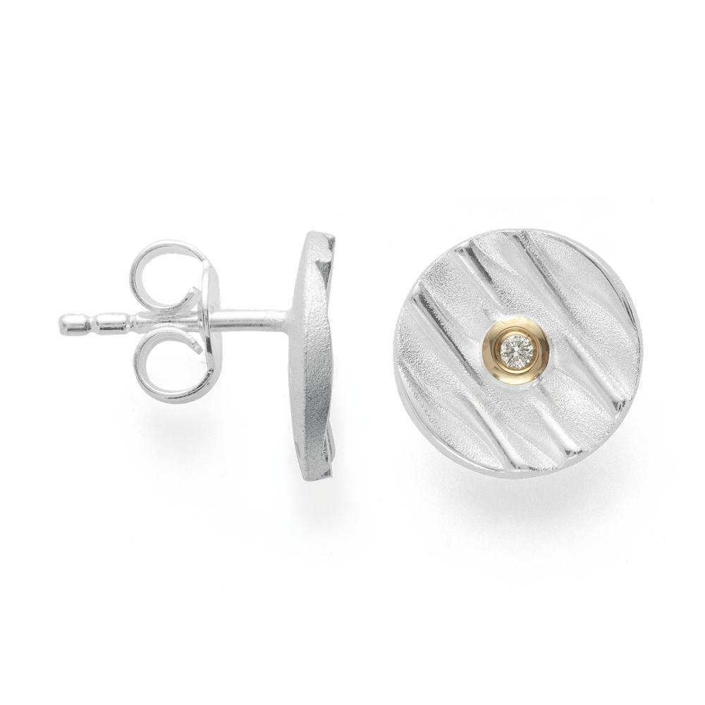 925/- earstud, soldered 18K spe.text./pol., dia. 0,02ct