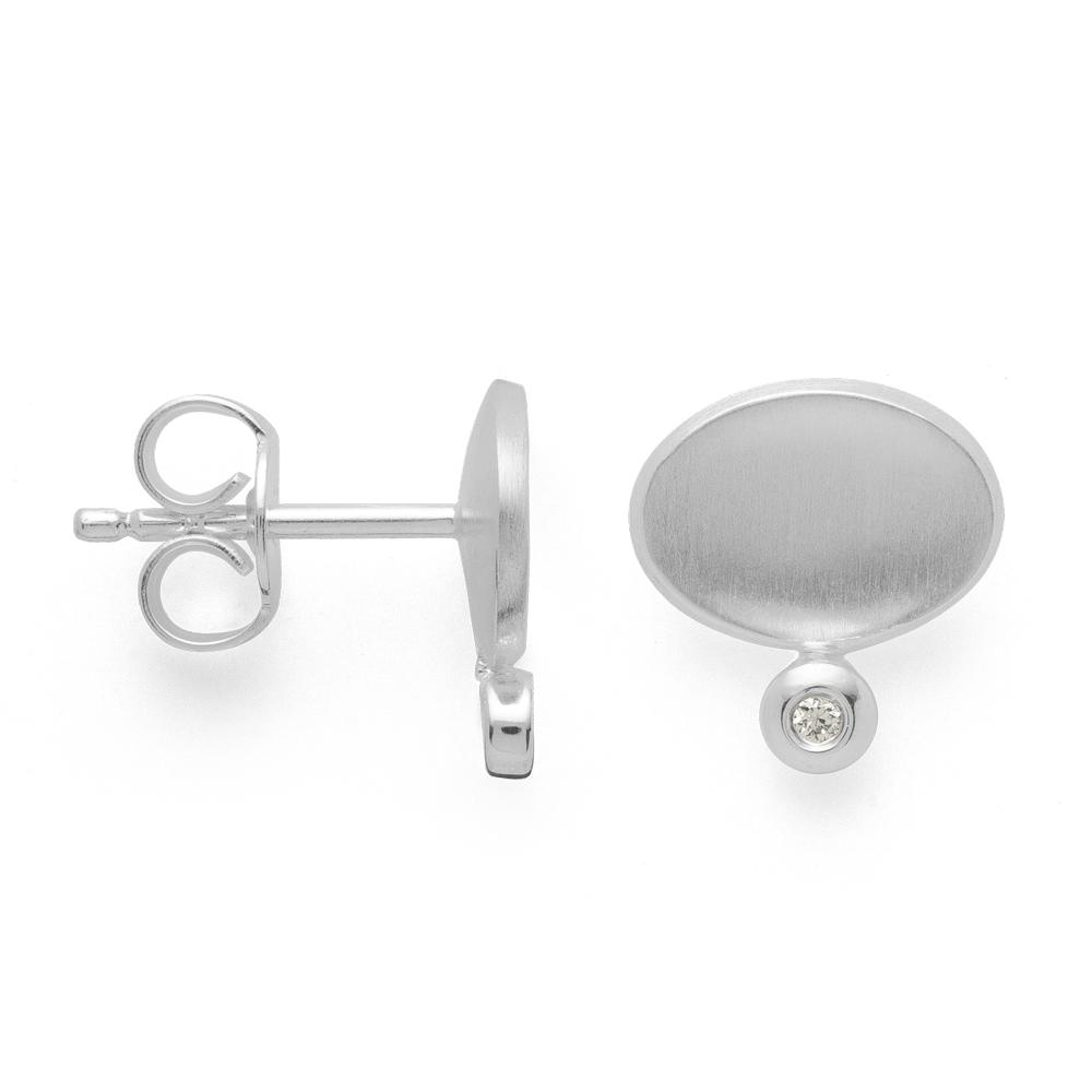 925/- earstud satin/pol., dia. 0,02ct W-SI