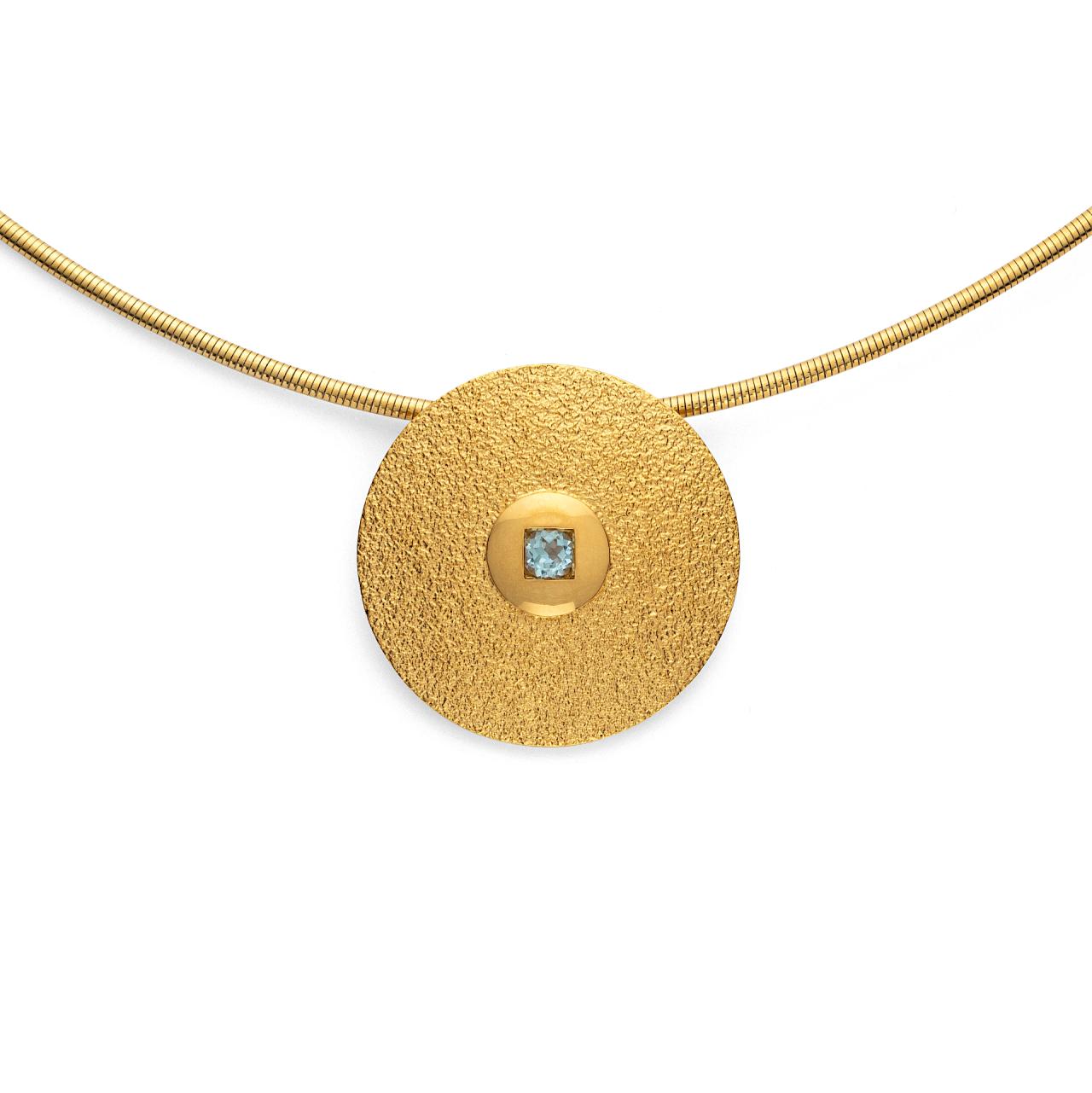 925/- pendant, gp spe.text./pol., blue topaz