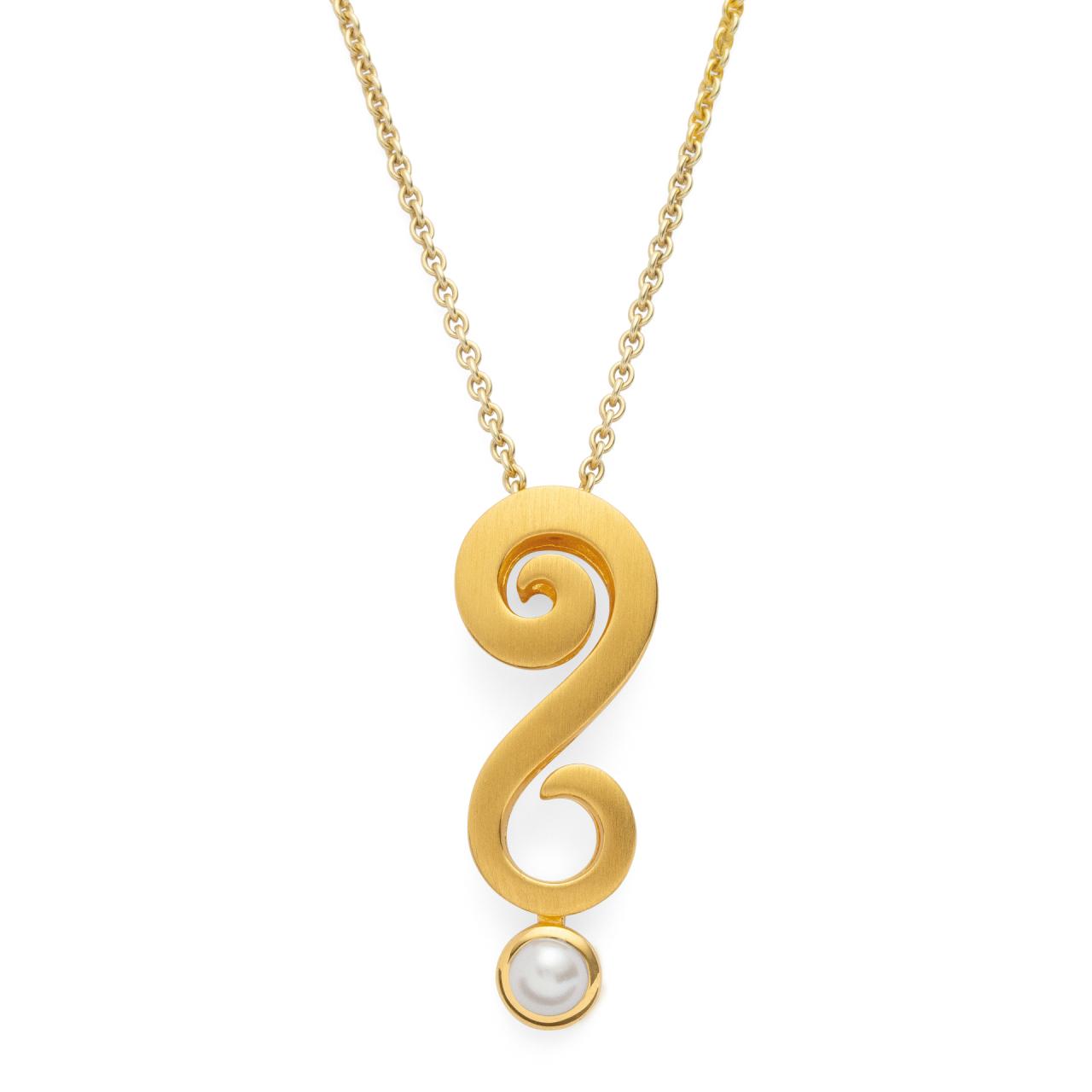 925/- pendant, gp matt, pearl 0,48ct