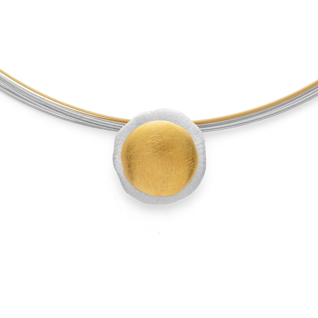 925/- pendant, partly gp, rho. satin/brushed