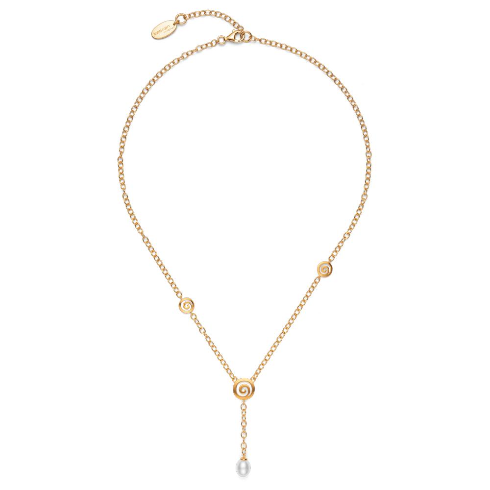 925/- necklace, gp matt/pol., pearl 3,43ct,