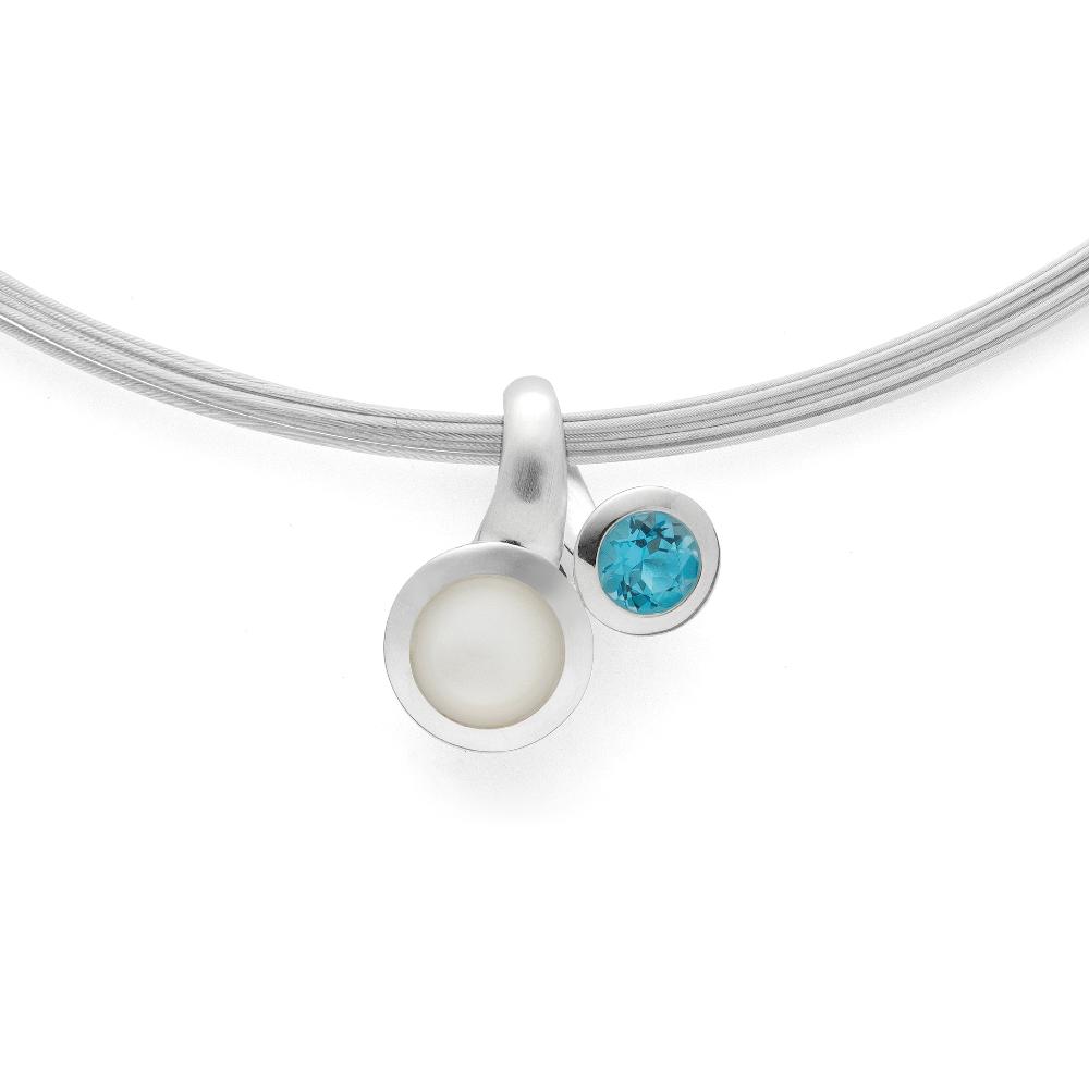 925/- pendant matt/pol.topaz, moonstone