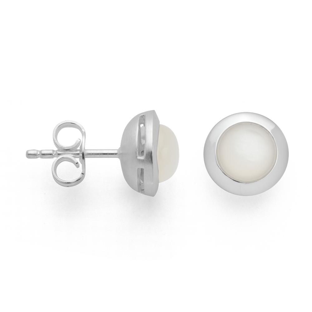 925/- earstud, rho. pol., moonstone white 1,63ct