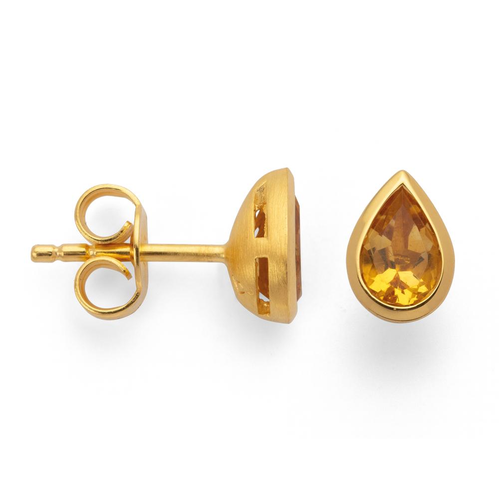 925/- earstud, gp pol., citrine 0,84ct