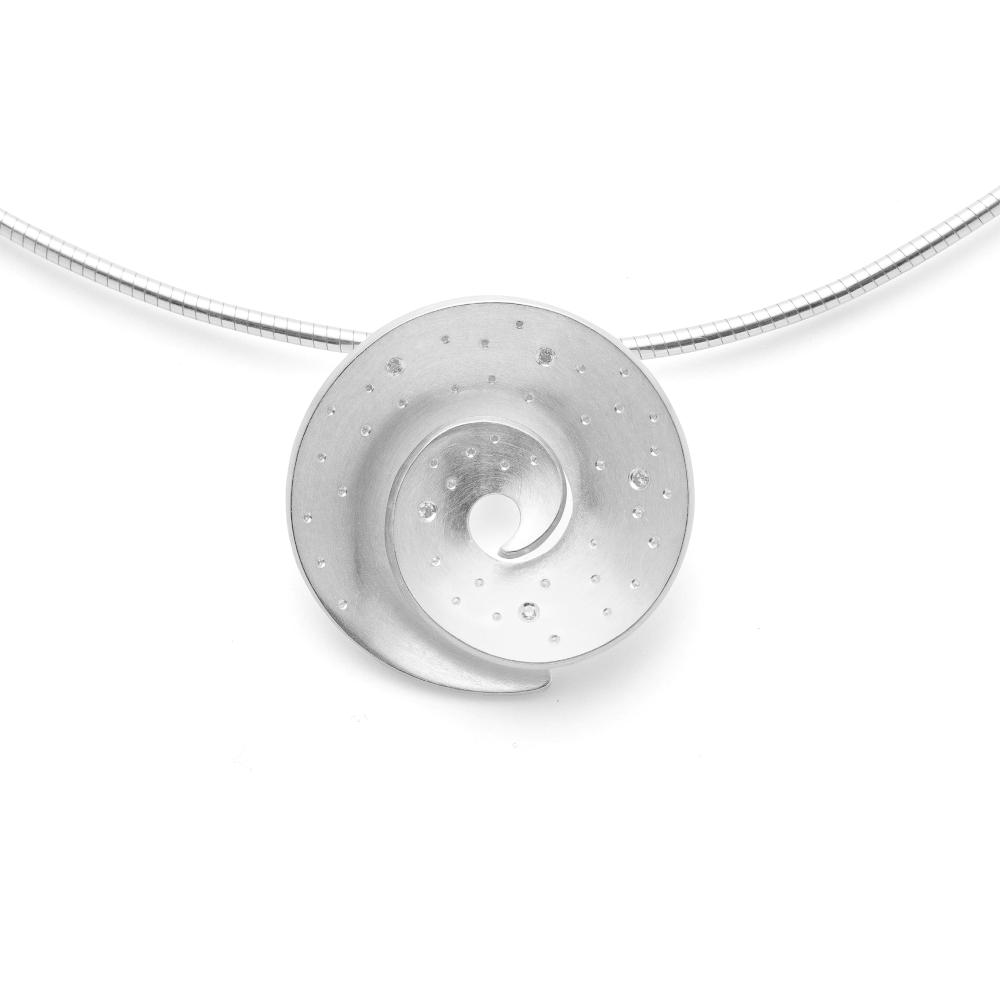 925/- pendant, rho. satin, dia. 0,025ct W-SI
