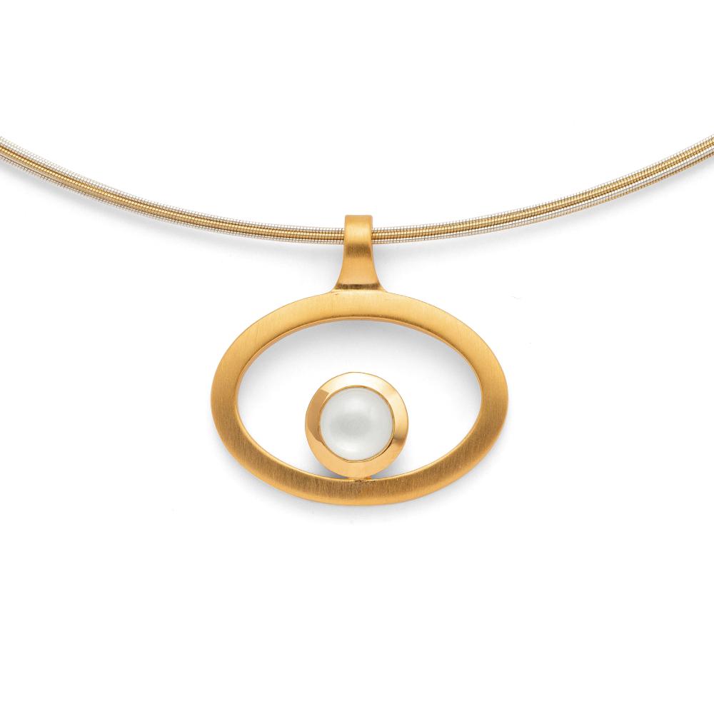 925/- pendant, rho. satin/pol., moonstone white