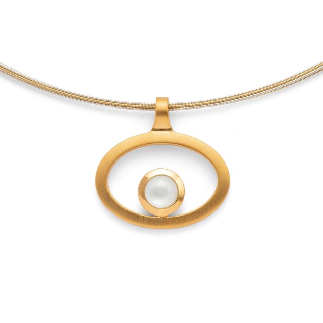 925/- pendant, rho. satin/pol., moonstone white