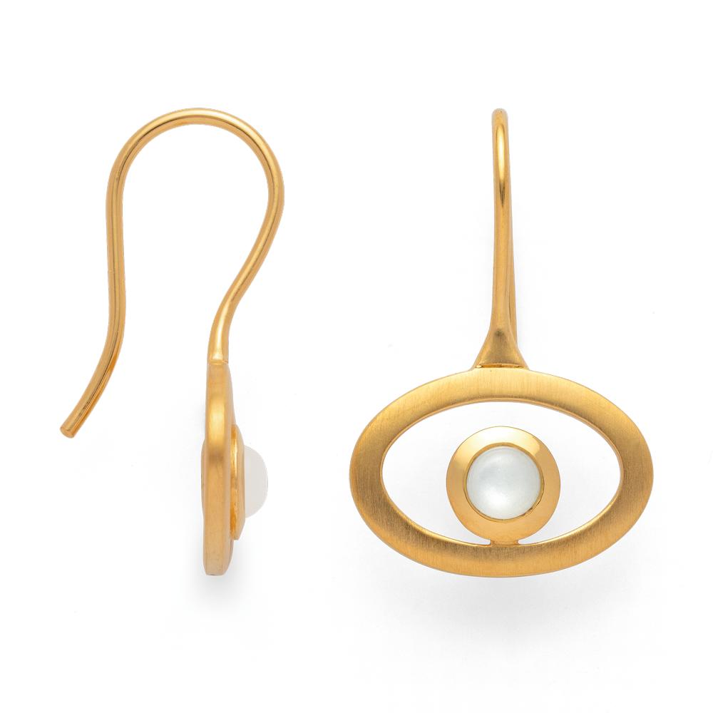 925/- earrings, rho. satin/pol., moonstone white 