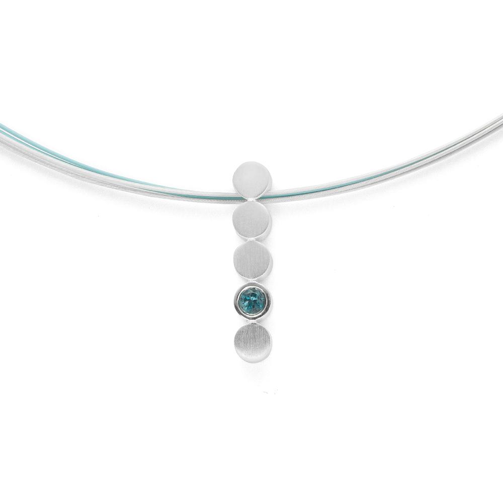 925/- pendant, rho. satin/pol., blue topaz 0,14ct