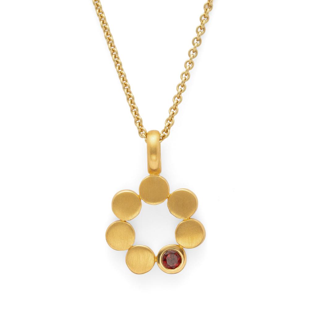 925/- pendant, gp satin/pol., garnet 0,15ct