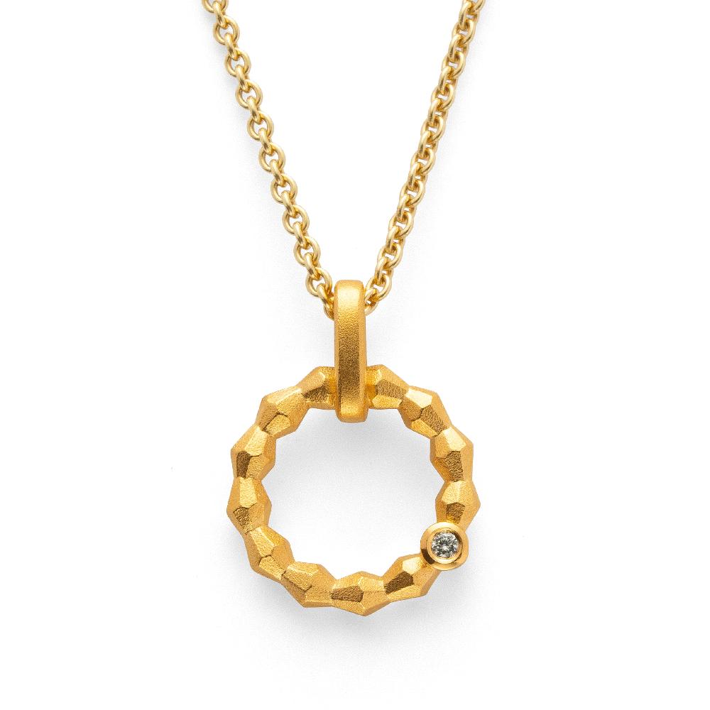 925/- pendant, goldplated satin, dia. 0,02ct W-SI