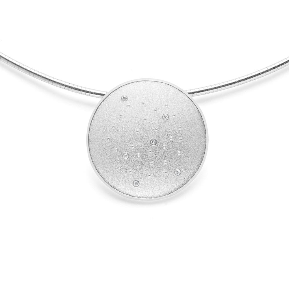 925/- pendant s.blast, dia. 0,03ct W-SI