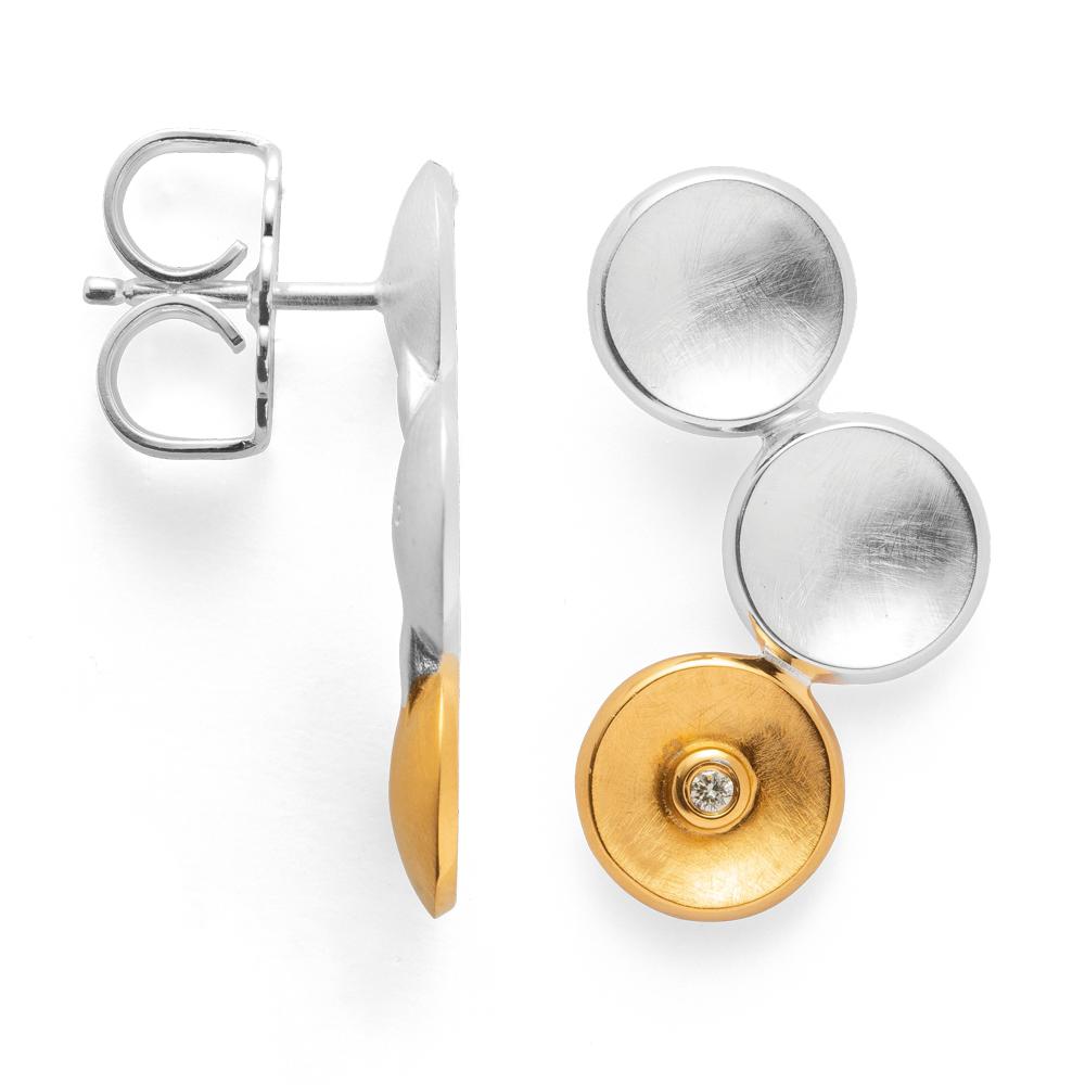 925/- earstud, partly gp scratch/pol. 0,02ct W-SI
