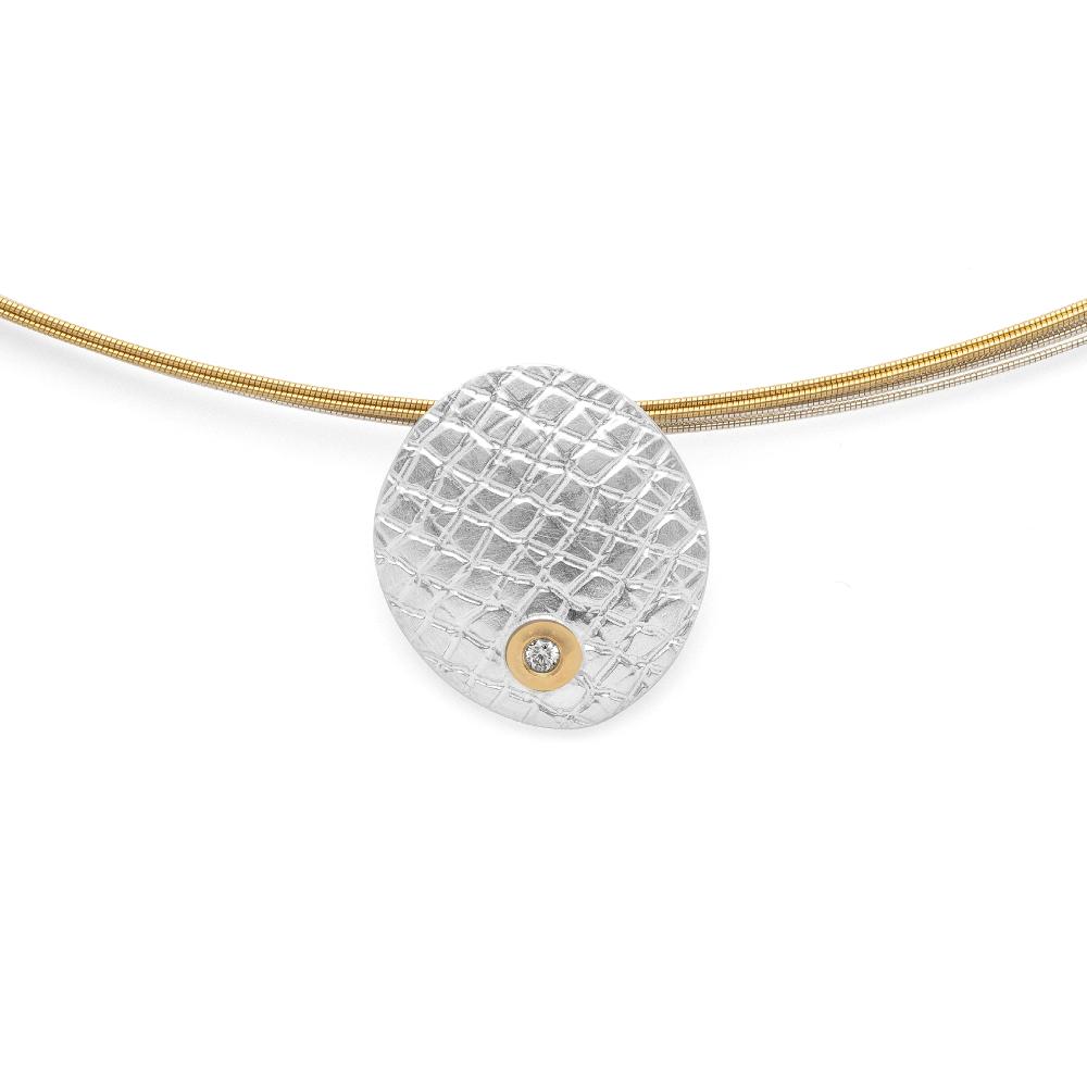 925/- pendant, soldered 18K dia. 0,015ct W-SI