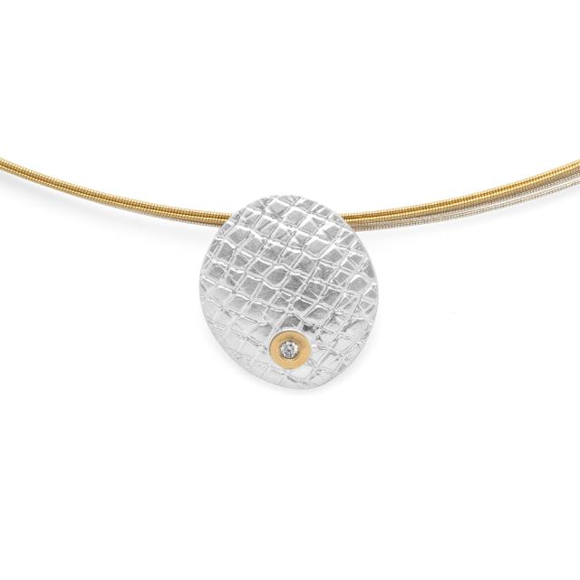 925/- pendant, soldered 18K dia. 0,015ct W-SI