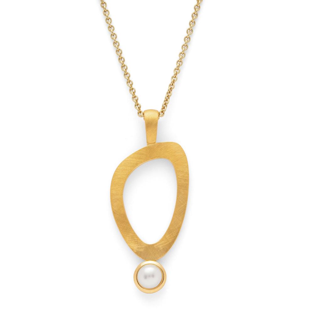 925/- pendant, gp matt/pol., pearl 0,99ct