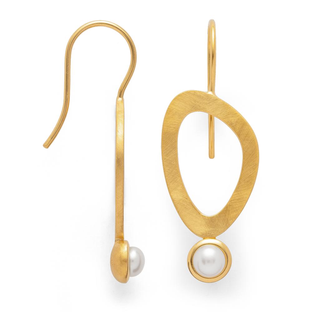 925/- earring, gp matt/pol., pearls 0,95ct