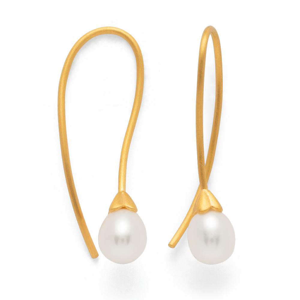 925/- earring, gp satin, pearls 3,54ct