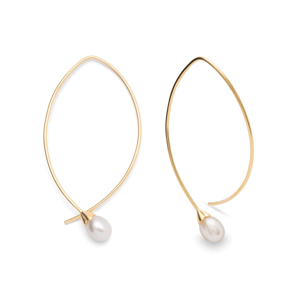 925/- earring, gp satin, pearls 3,10ct