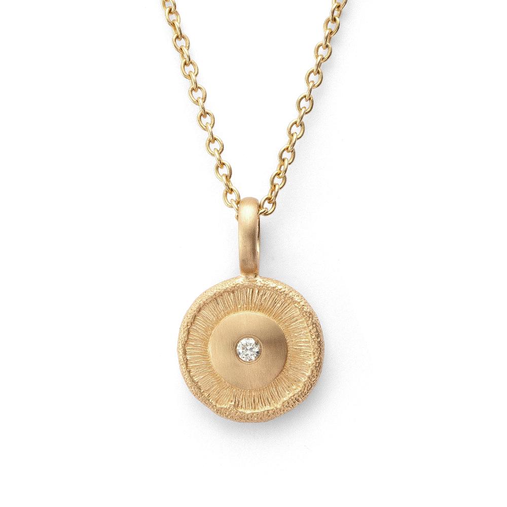 750/- pendant satin/spe.text., dia. 0,02ct W-SI