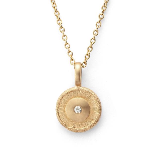 750/- pendant satin/spe.text., dia. 0,02ct W-SI
