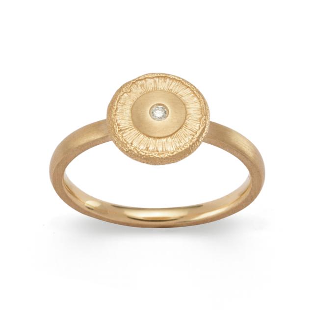 750/- ring satin/spe.text., dia. 0,02ct W-SI