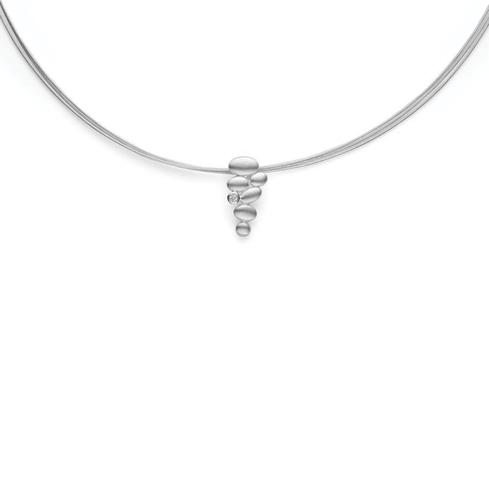 925/- pendant, rh.-plated, matt, dia. 0,02ct W-SI