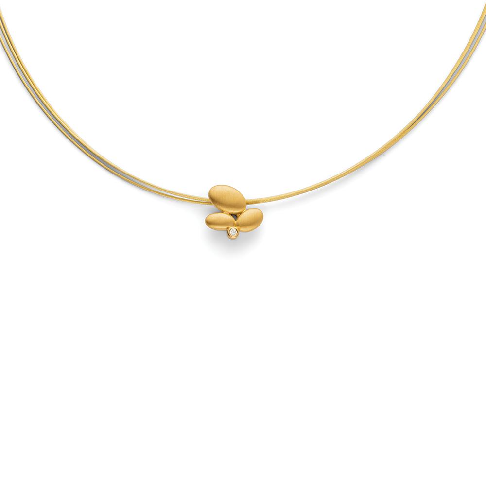 925/- pendant, gold-plated, matt, dia. 0,02ct W-SI