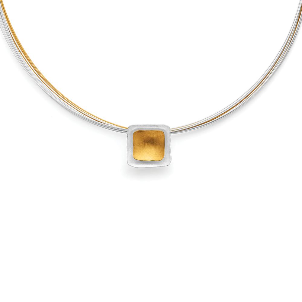 925/- pendant, partly gold-plated, scratch matt