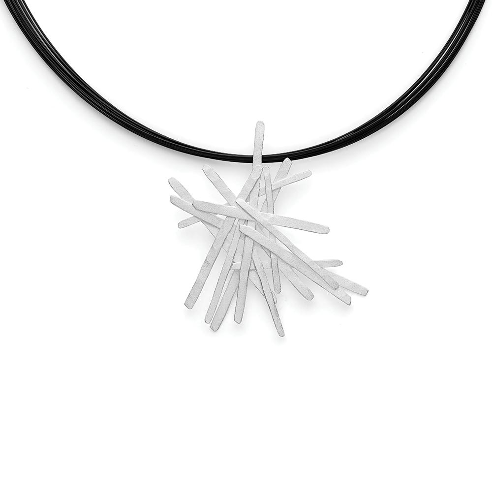 925/- pendant, rhodium-plated, matt