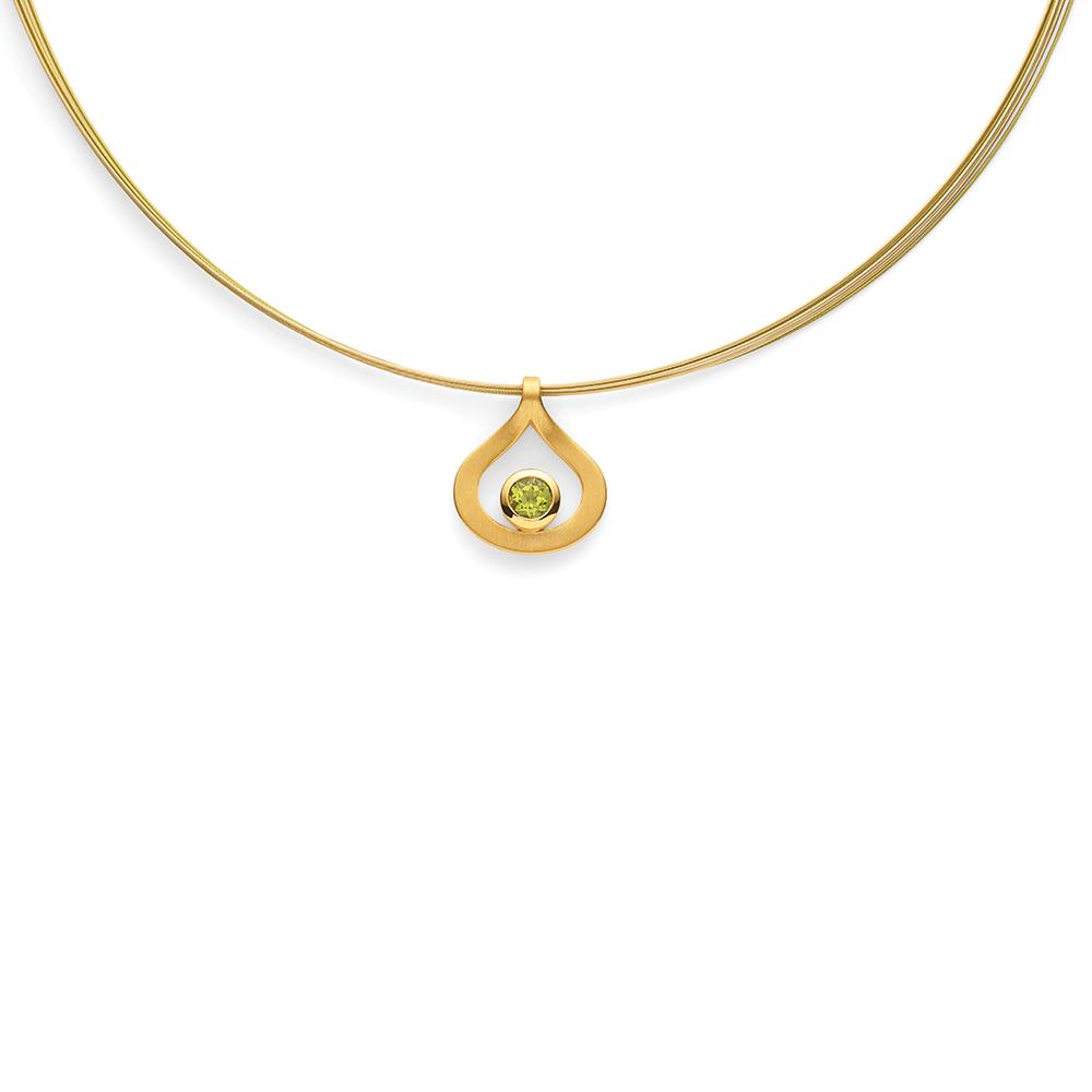 925/- pendant, gold-plated, matt, peridot 0,52ct