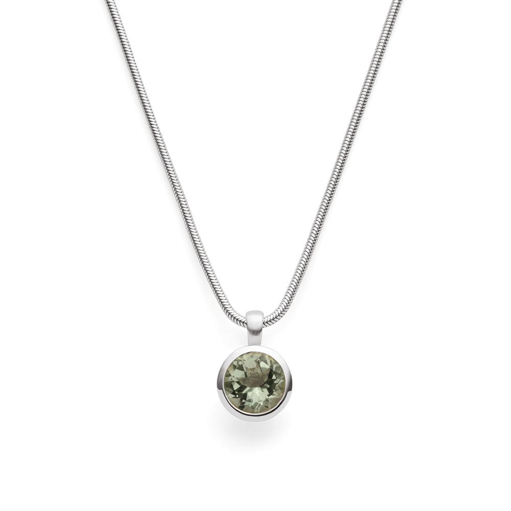 925/- pendant, matt/pol.,amethyst green 3,1ct