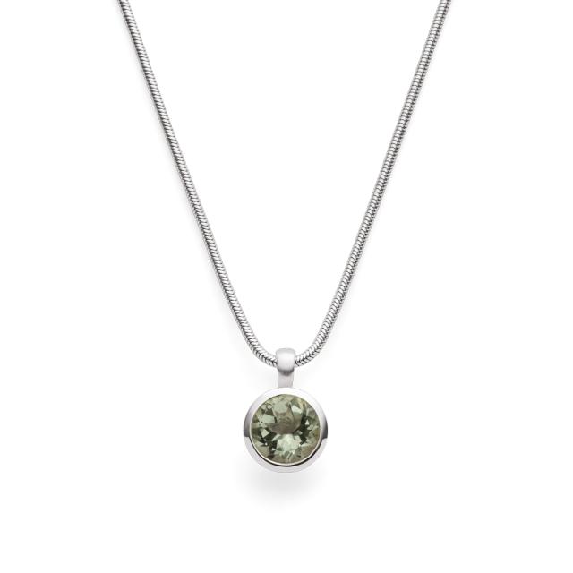 925/- pendant, matt/pol.,amethyst green 3,1ct