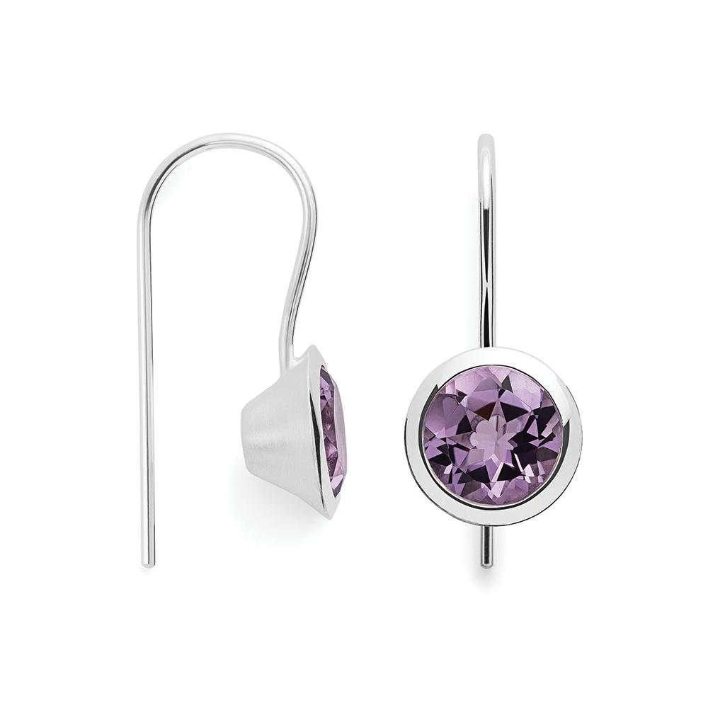 925/-earrings,rhodium-plated, pol., amethyst 3,3ct