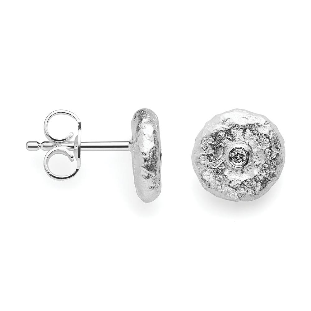 925/ear studs,rh.-pl.,specialtext.,dia. 0,02ctW-SI