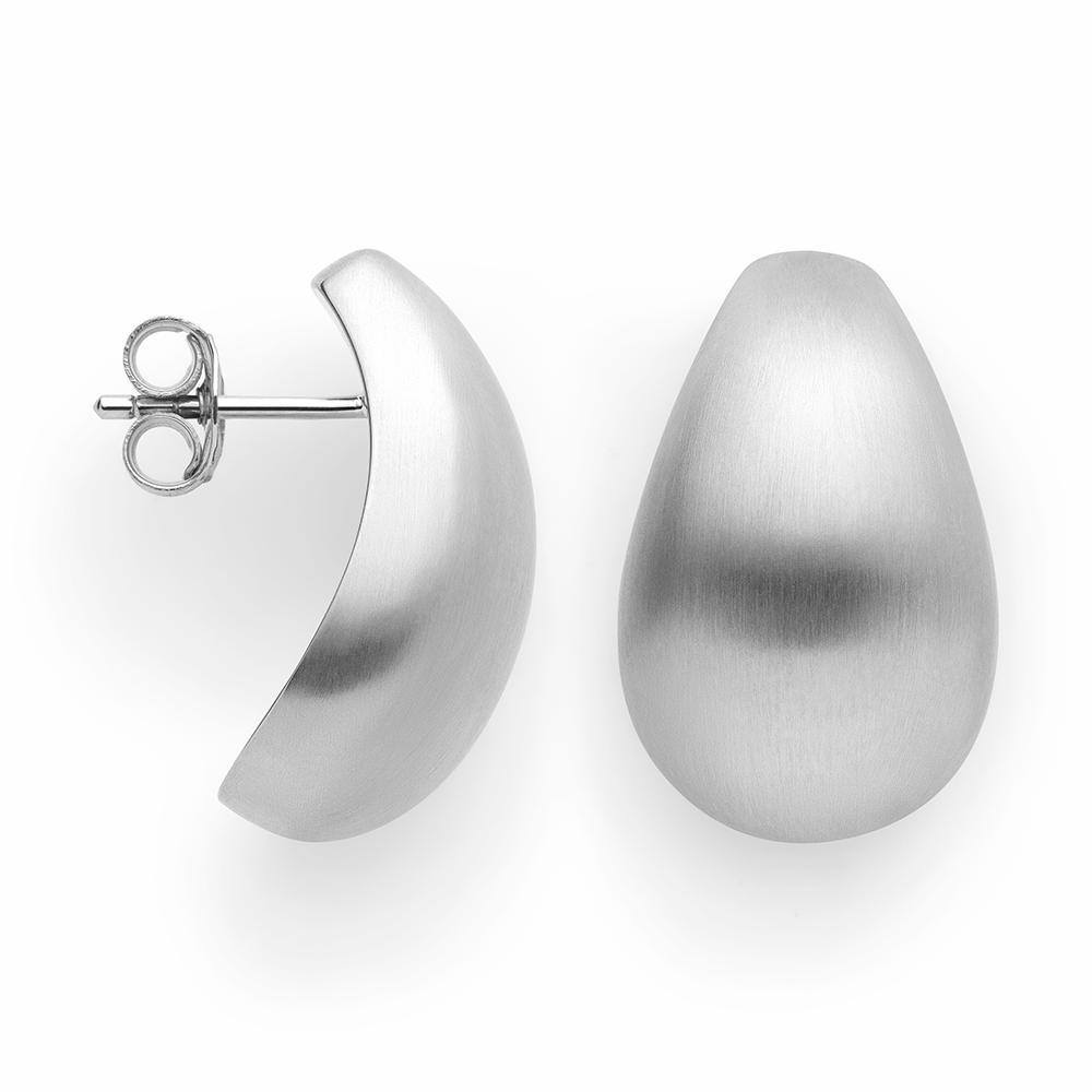 925/- ear studs, rhodium-plated, matt
