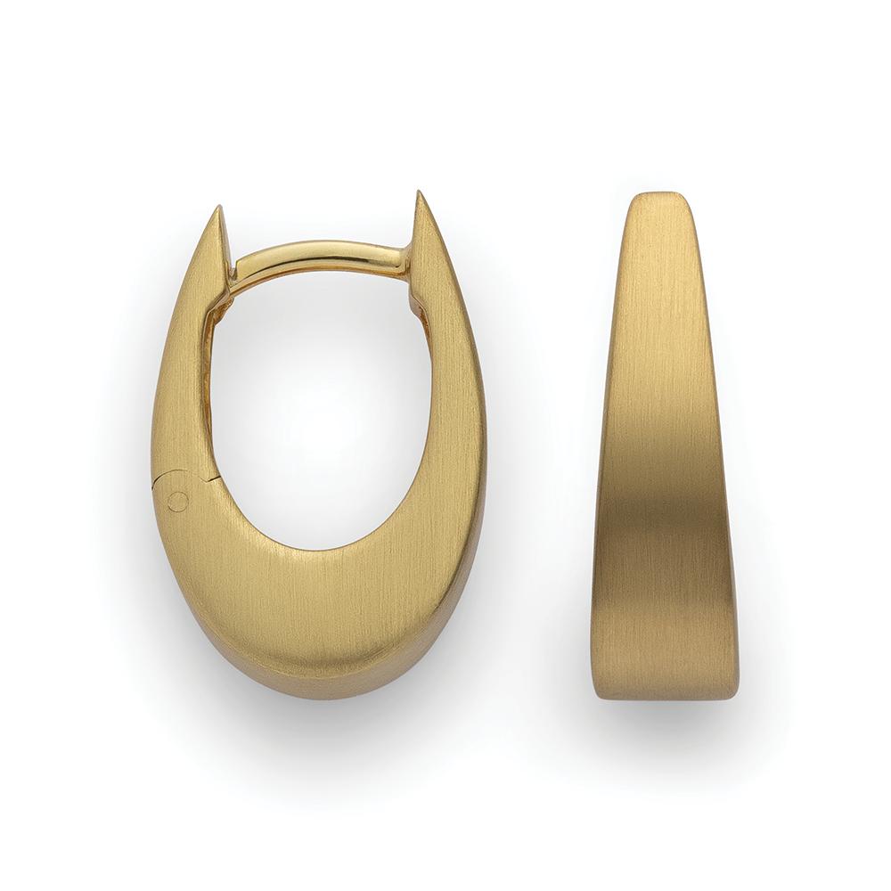 925/- hinge earrings, gold-plated, matt