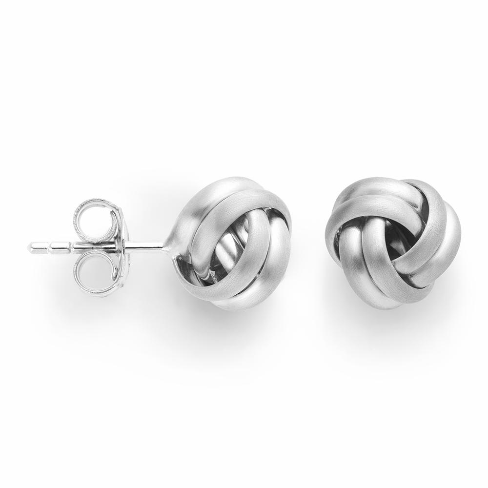 925/- ear studs, rhodium-plated, matt