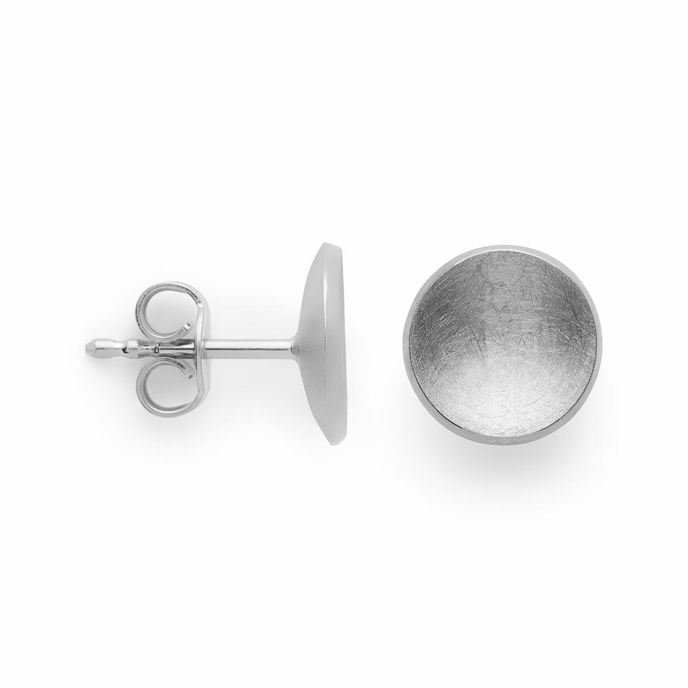 925/- ear studs, scratch matt/polished, 8mm