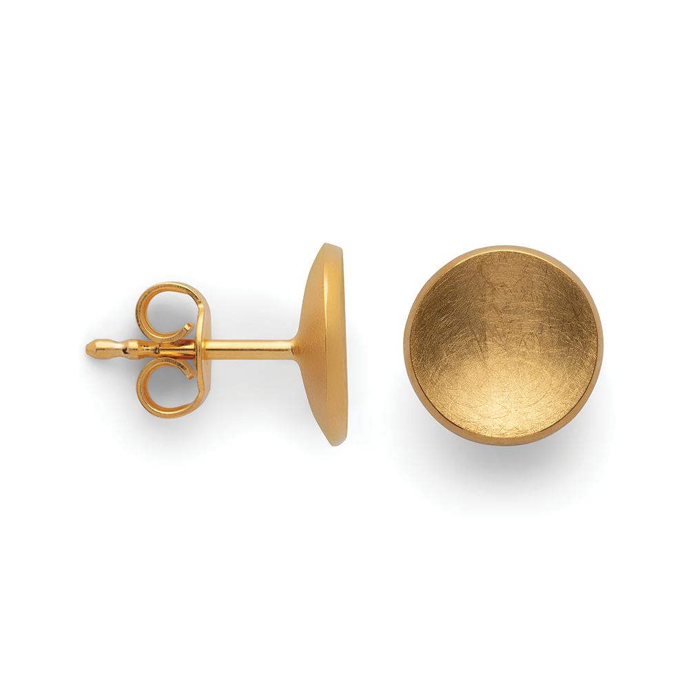 925/- ear studs, gold-pl., scratch matt/pol., 10mm